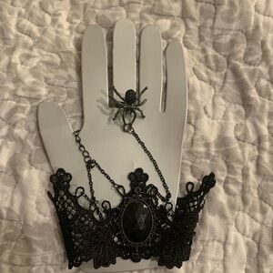 Spirit Black Gothic Lace Bracelet with Spider Ring